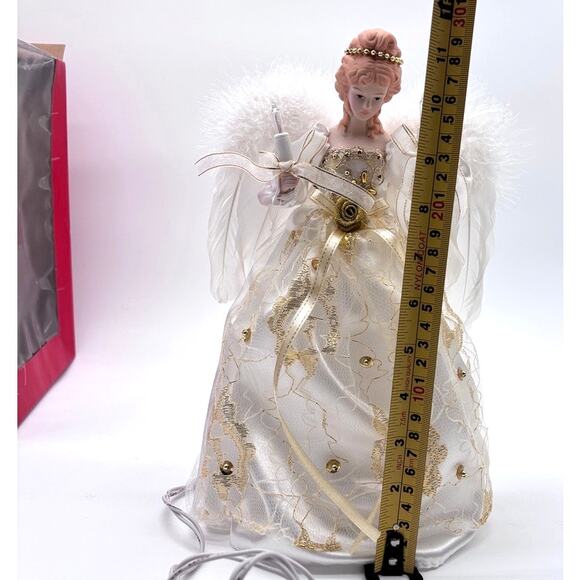 Kurt S. Adler 12" 10-Light Ivory & Gold Angel Christmas Treetop with Box Works - Picture 11 of 16